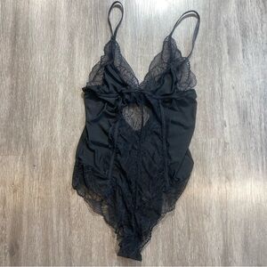 Rachel Black Lace Chemise with Sheer Design